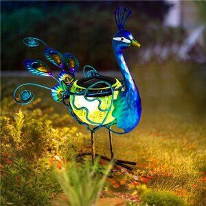 Solar Peacock Statue Light, Solar Animal LED Lights Outdoor, Solar Power